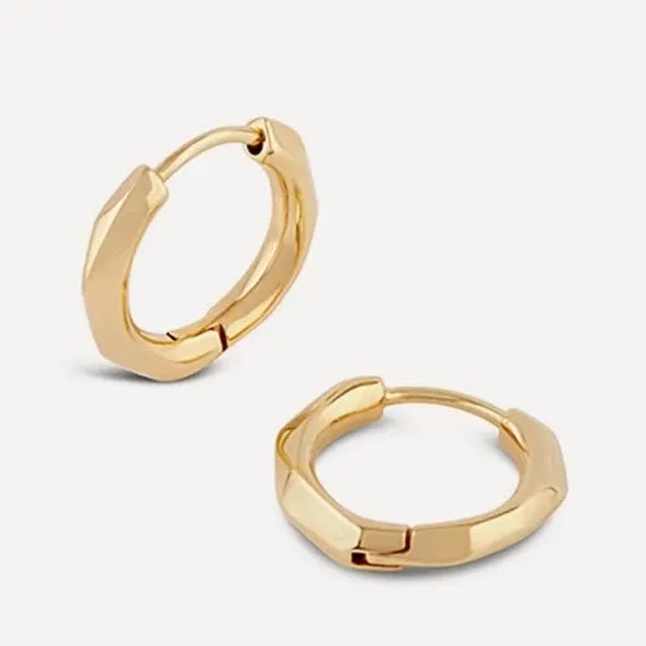 Mini Faceted Hoop Earrings in 14K Gold over Sterling Silver