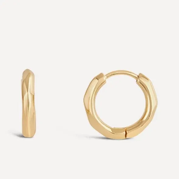 Mini Faceted Hoop Earrings in 14K Gold over Sterling Silver