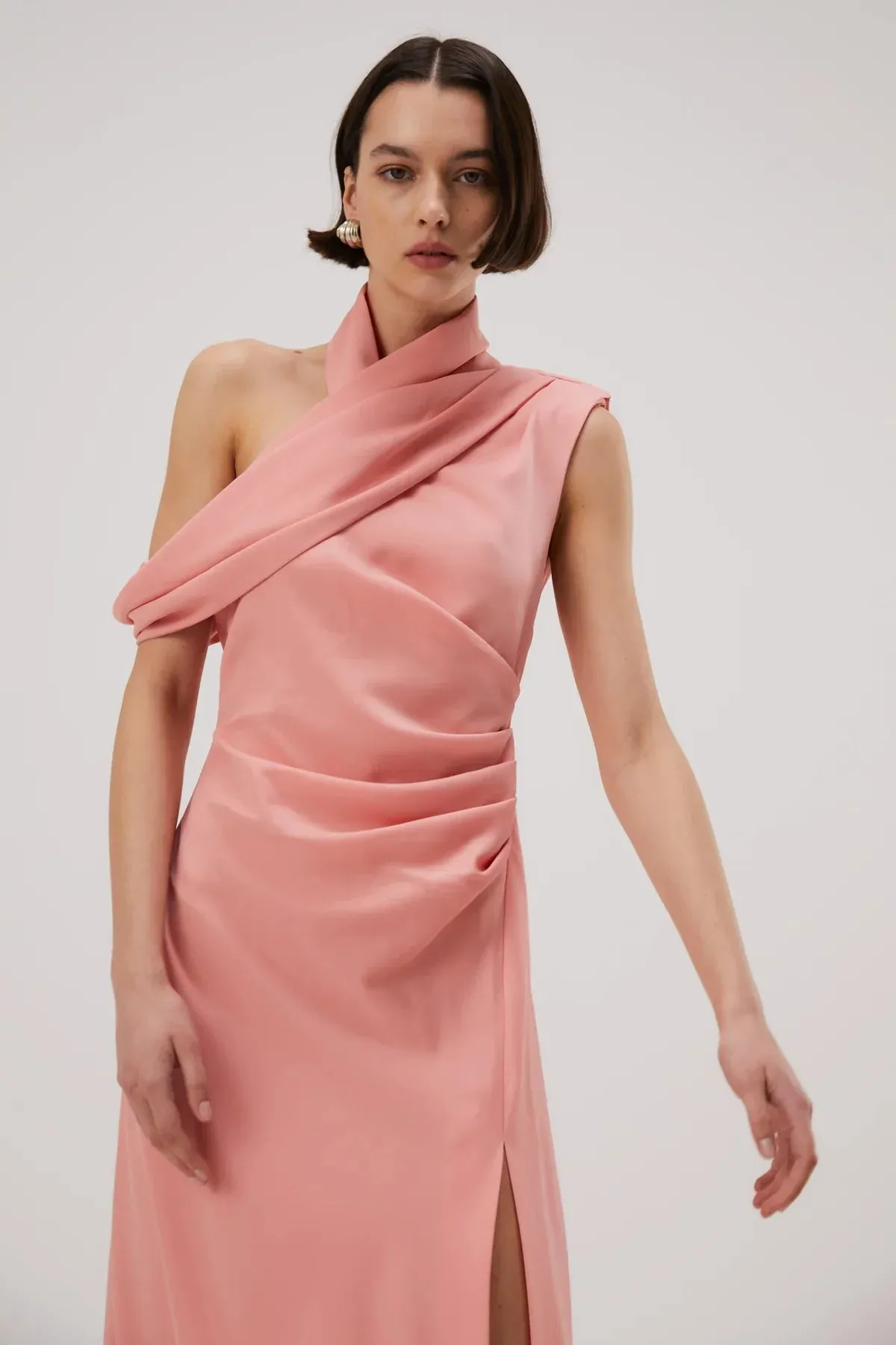 Misha Amiya Satin Midi Dress - Quartz Pink