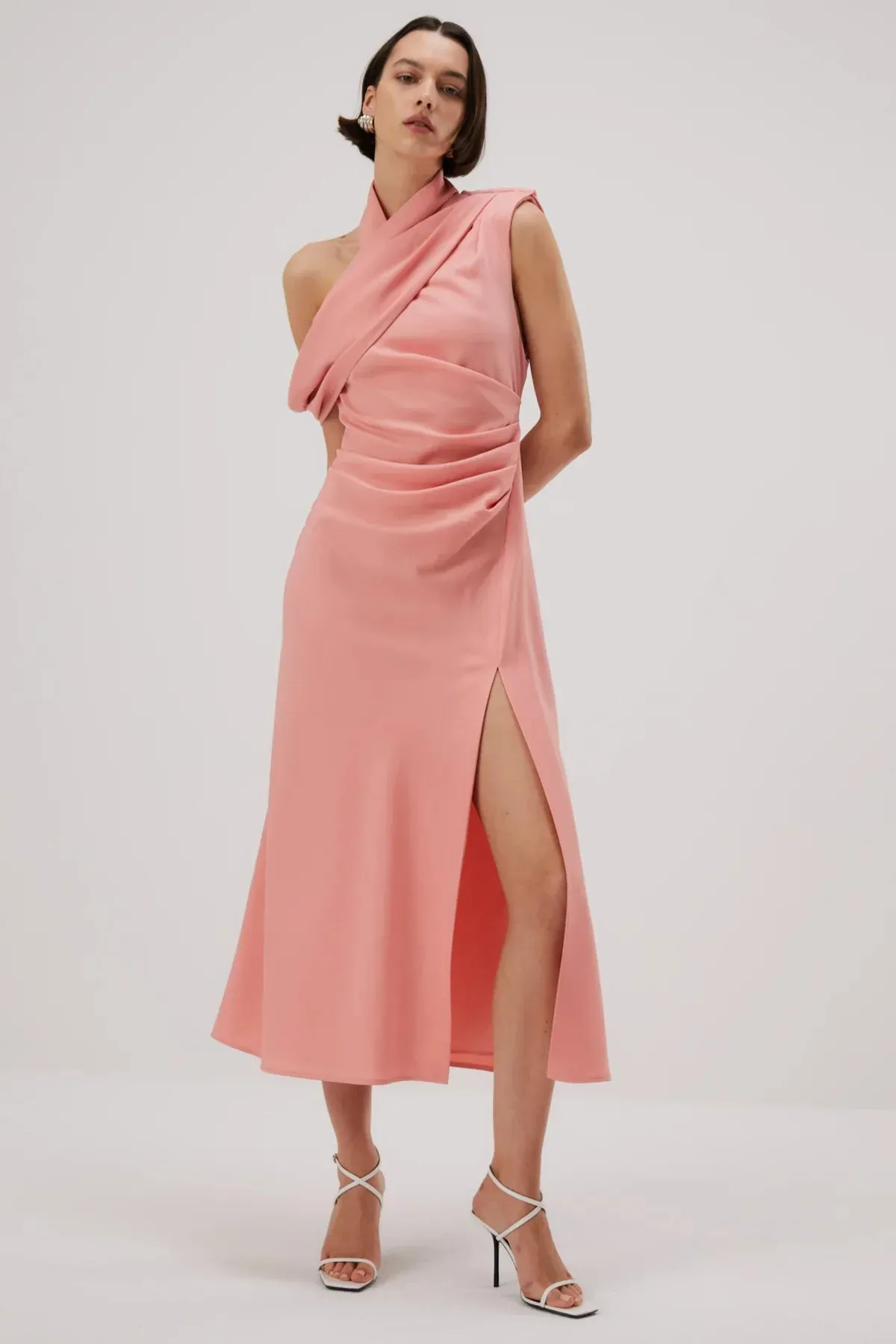 Misha Amiya Satin Midi Dress - Quartz Pink