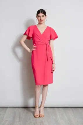 Mock Wrap Flutter Sleeve Dress