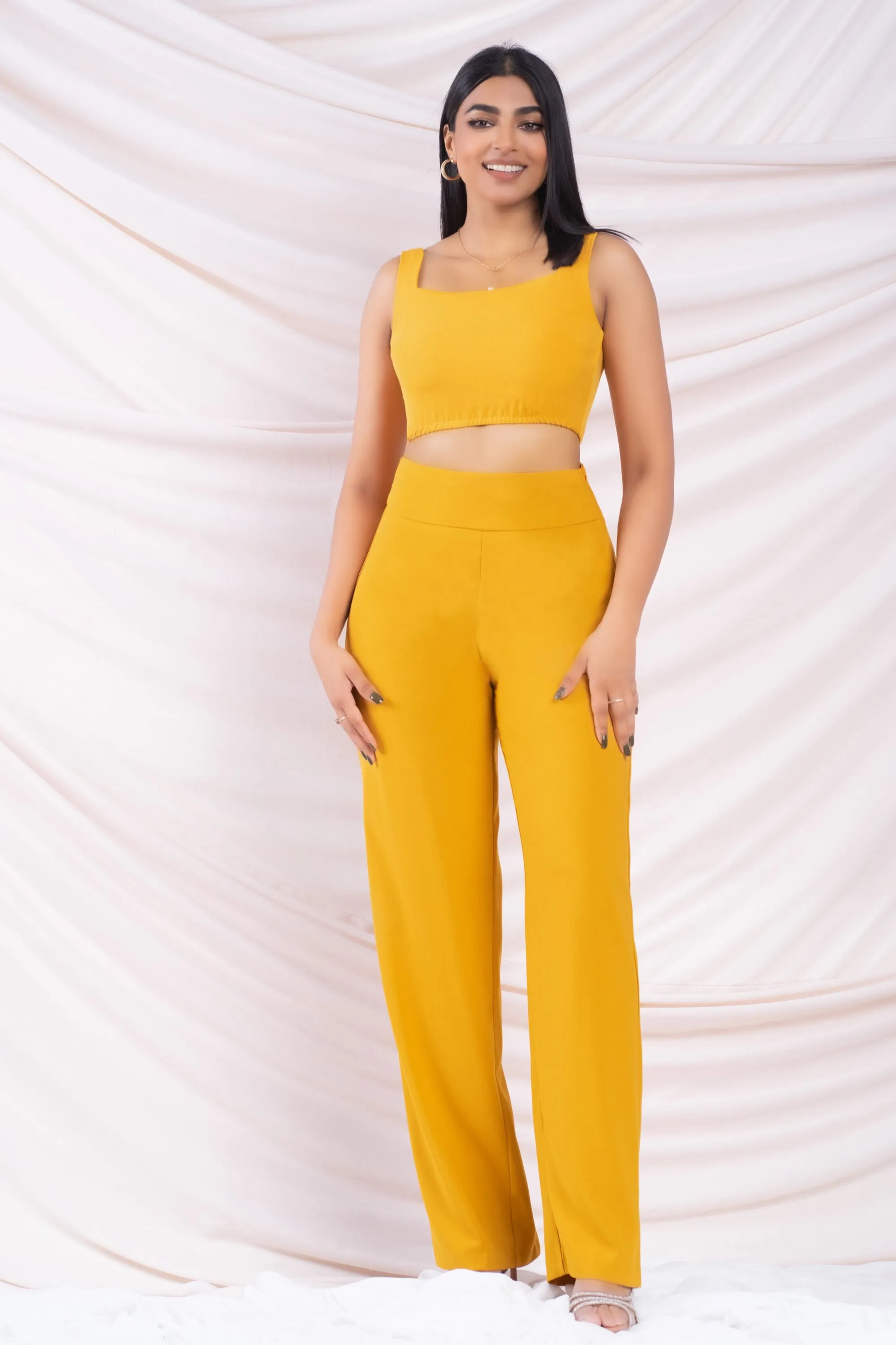 Mustard Square Neck Crop Top