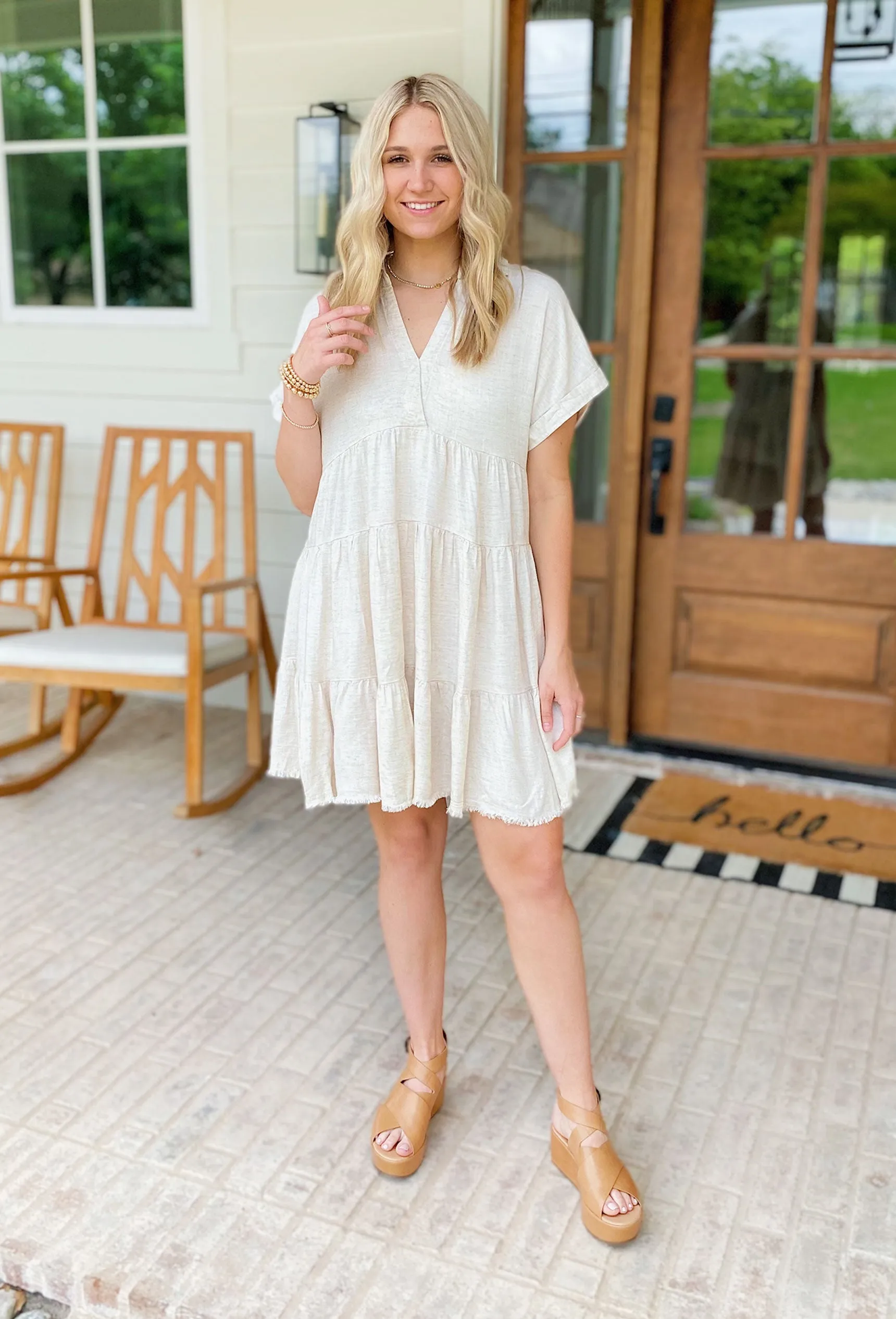 Nikoleta Linen Shirtdress in Oatmeal