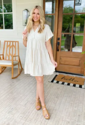 Nikoleta Linen Shirtdress in Oatmeal