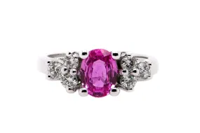 Pink sapphire and Diamond ring