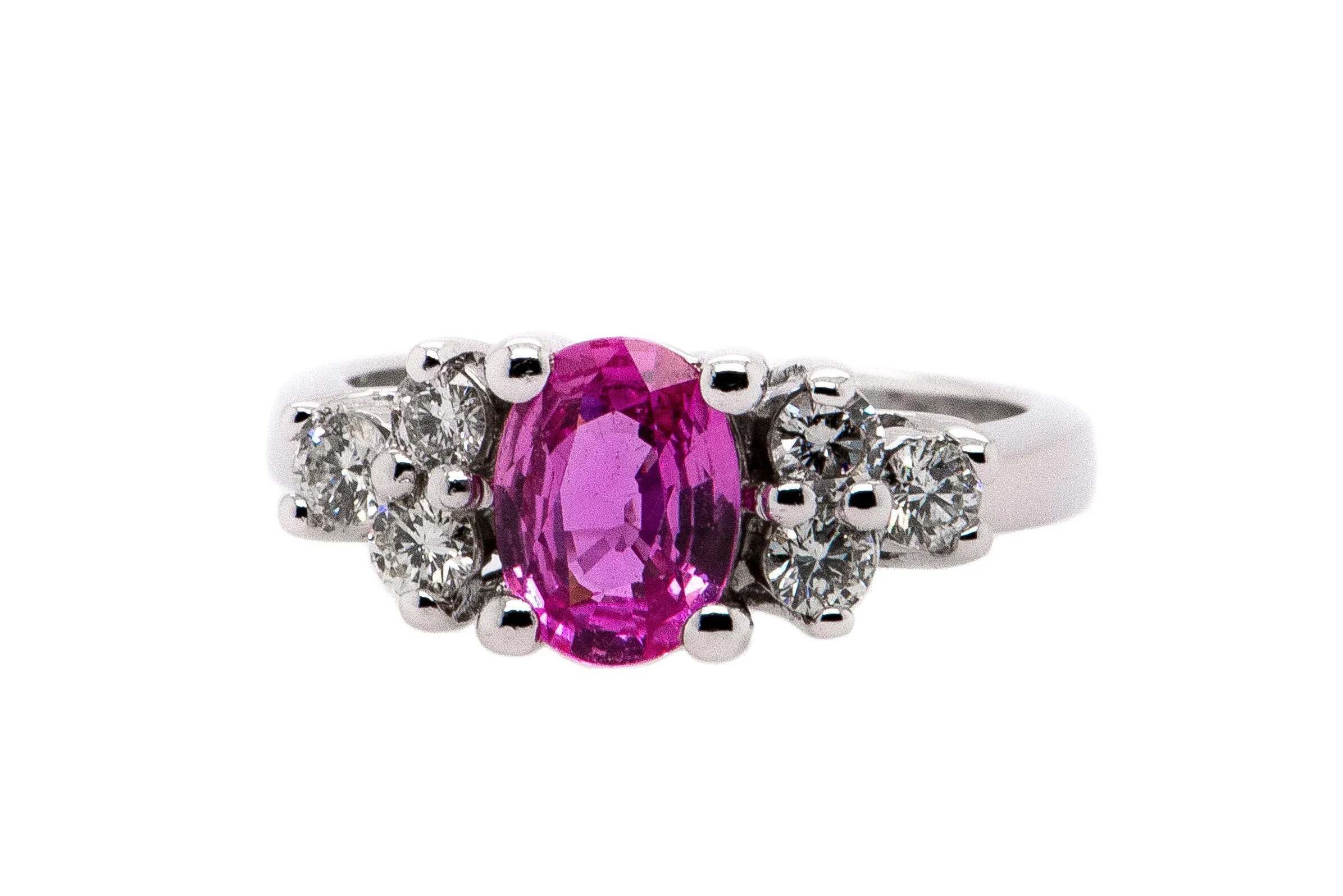 Pink sapphire and Diamond ring