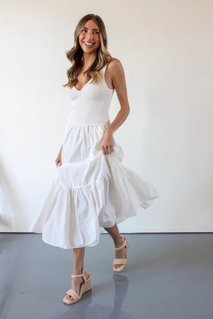 Positano Paradise Midi Dress in Off White