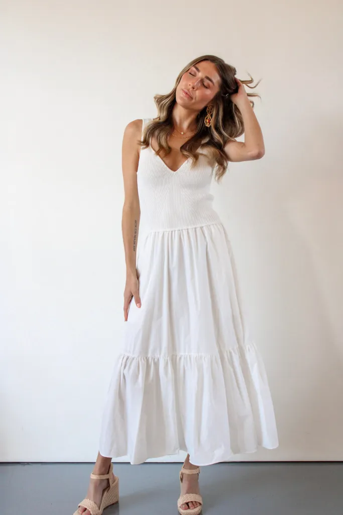 Positano Paradise Midi Dress in Off White