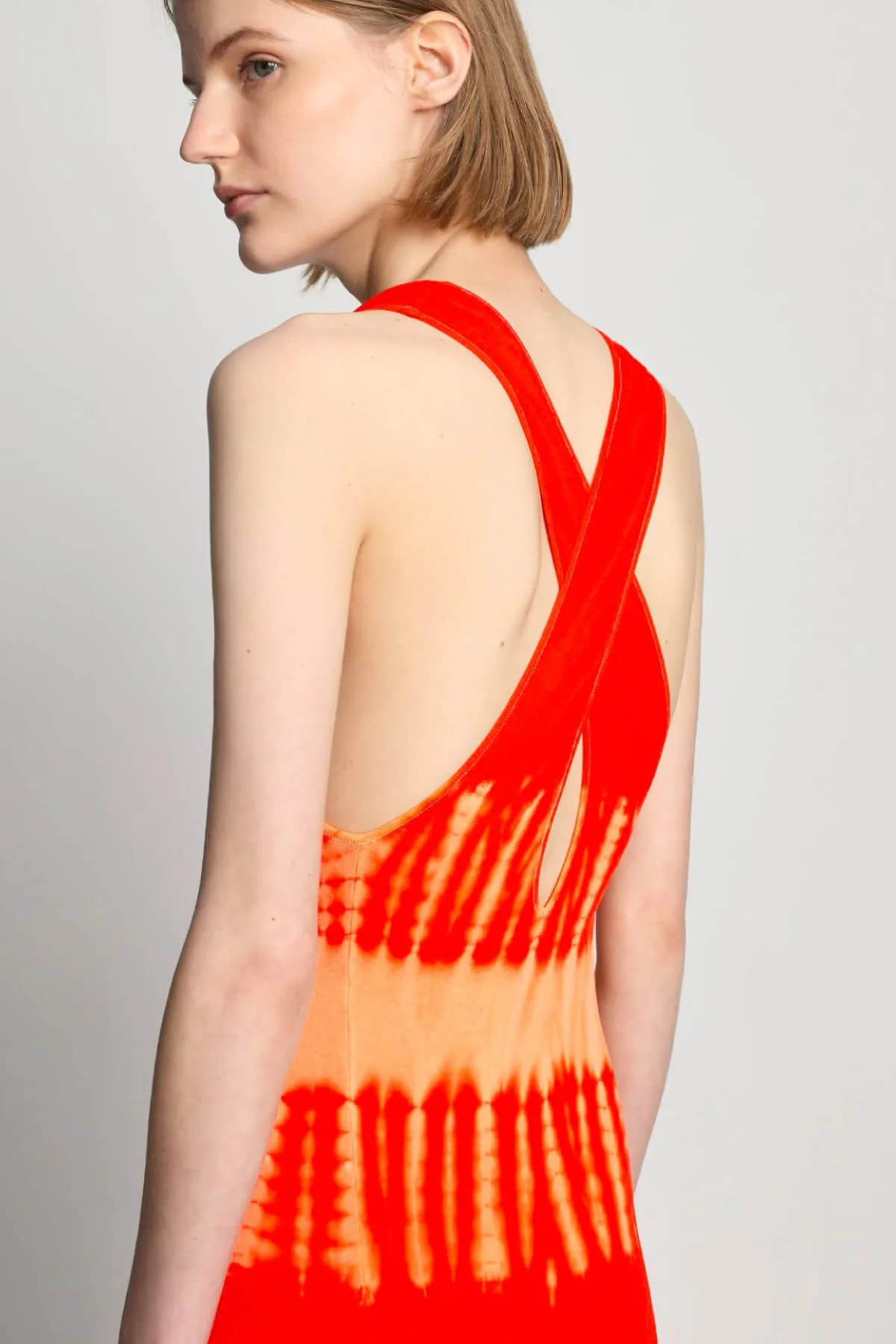 Proenza Schouler Viscose Knit Tie Dye Dress - Orange Multi