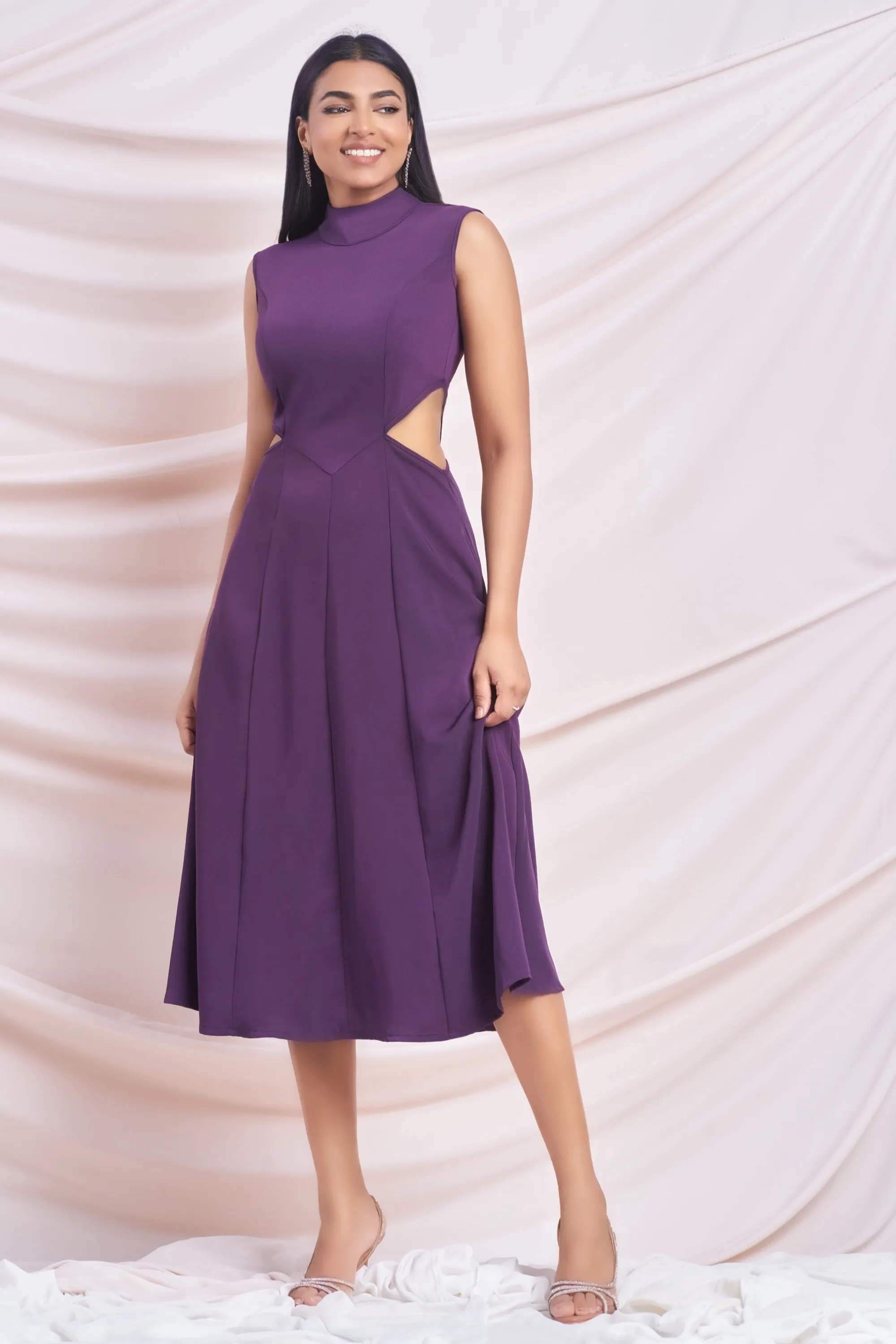 Purple Cut-Out Dress