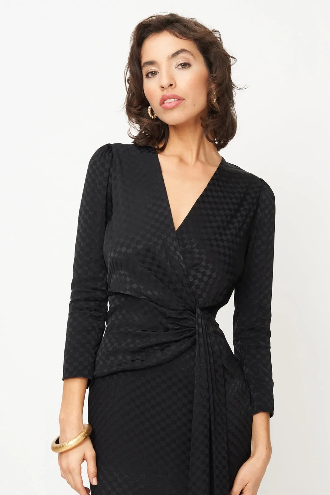 Riona Dress Black Checkerboard