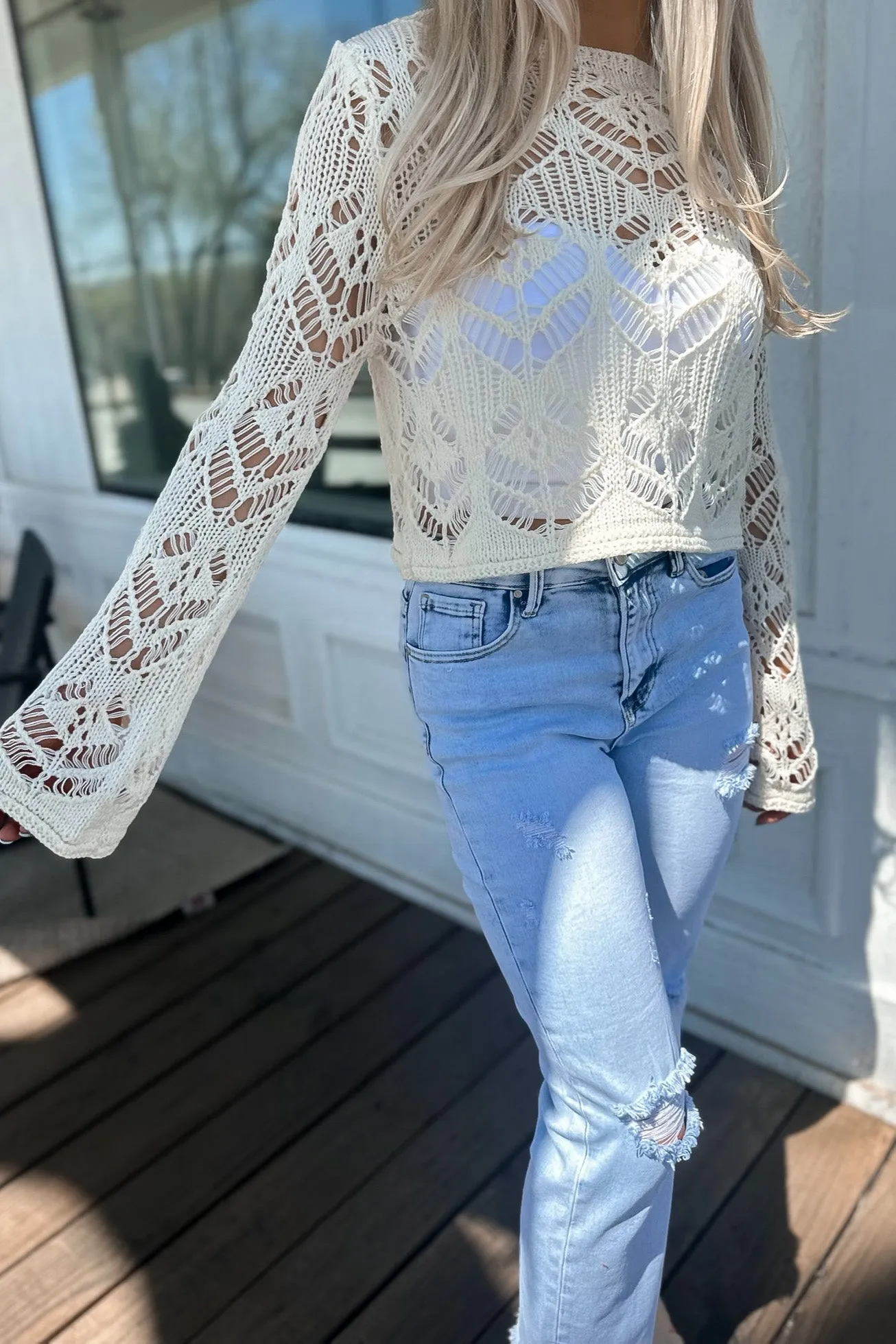 Roya Crochet Sweater Ivory