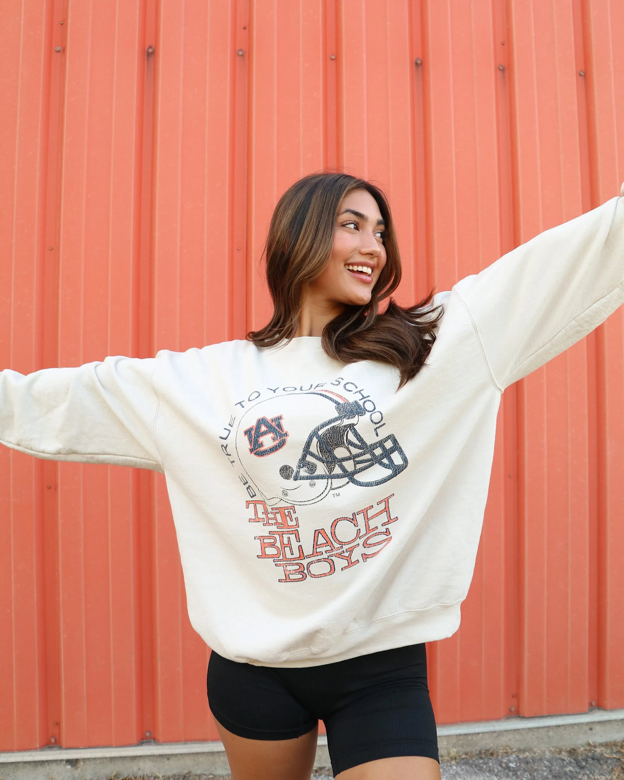 The Beach Boys Auburn Tigers True To Your School Sand Thrifted Sweatshirt