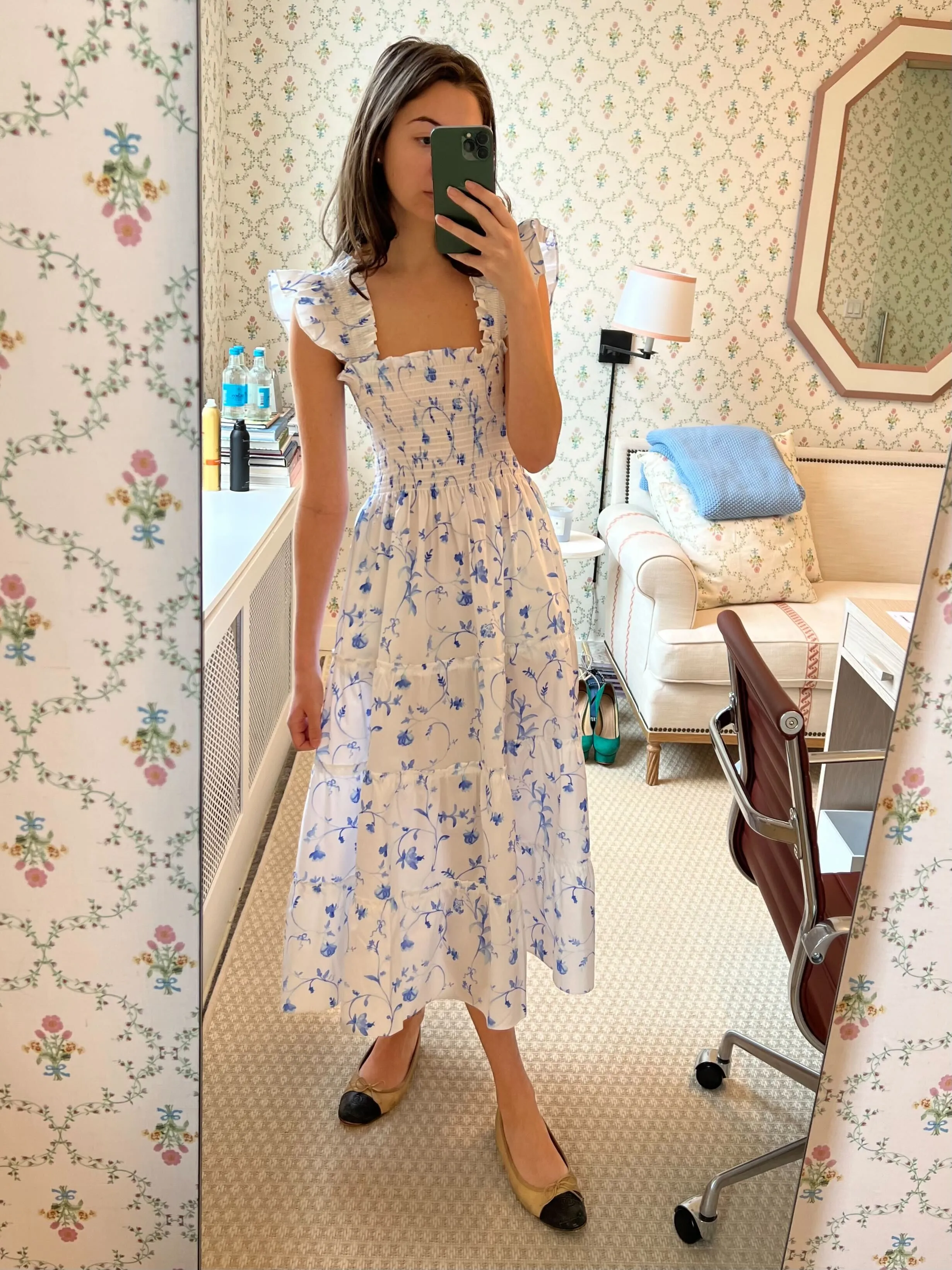 The Ellie Nap Dress - Blue Botanical