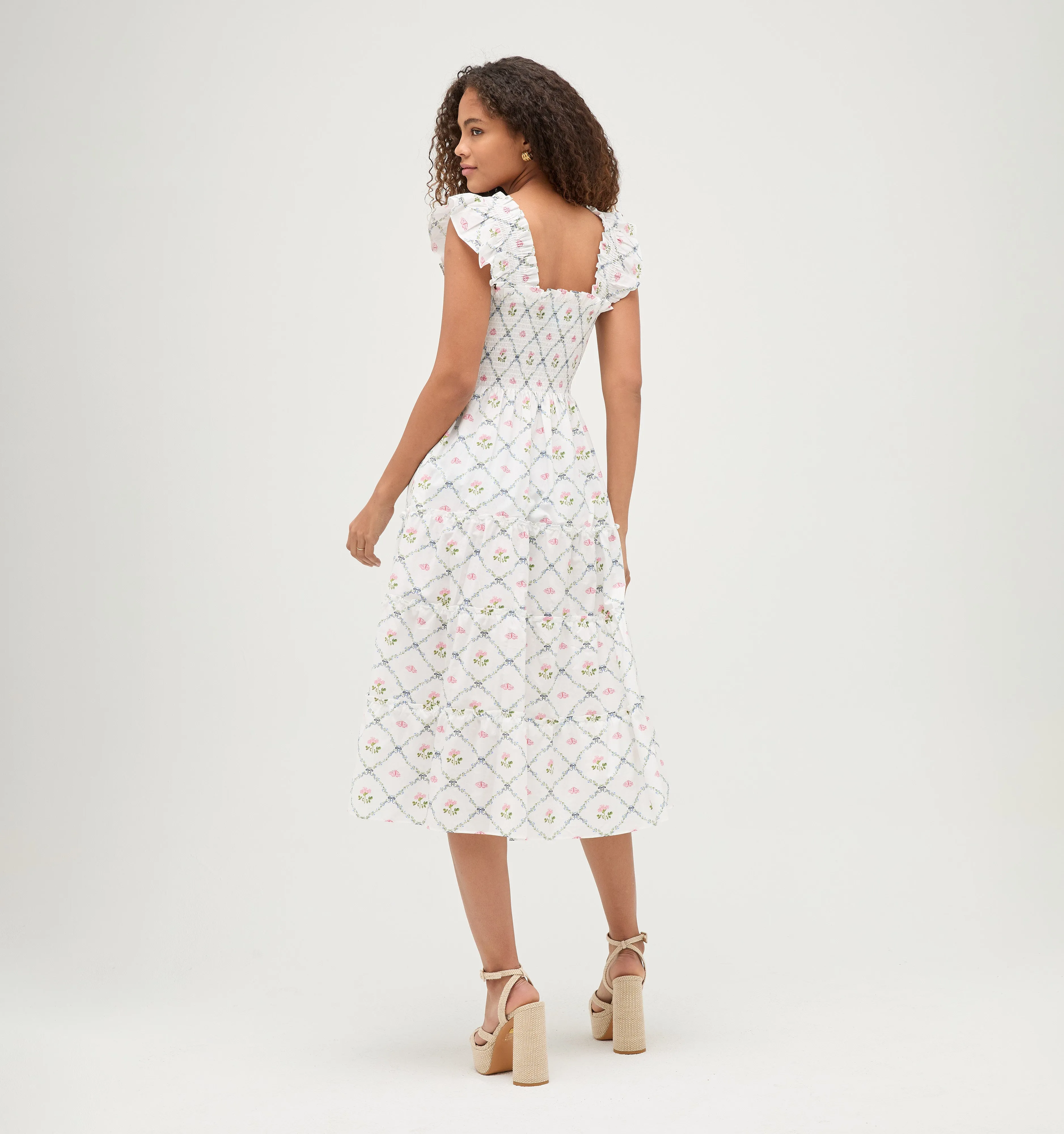 The Ellie Nap Dress - Butterfly Trellis Cotton Poplin