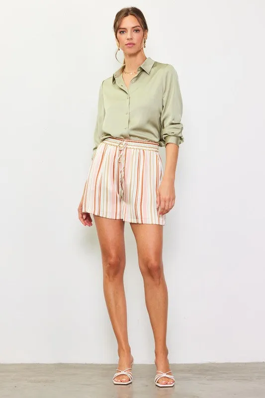 The Jolie Satin Striped Shorts