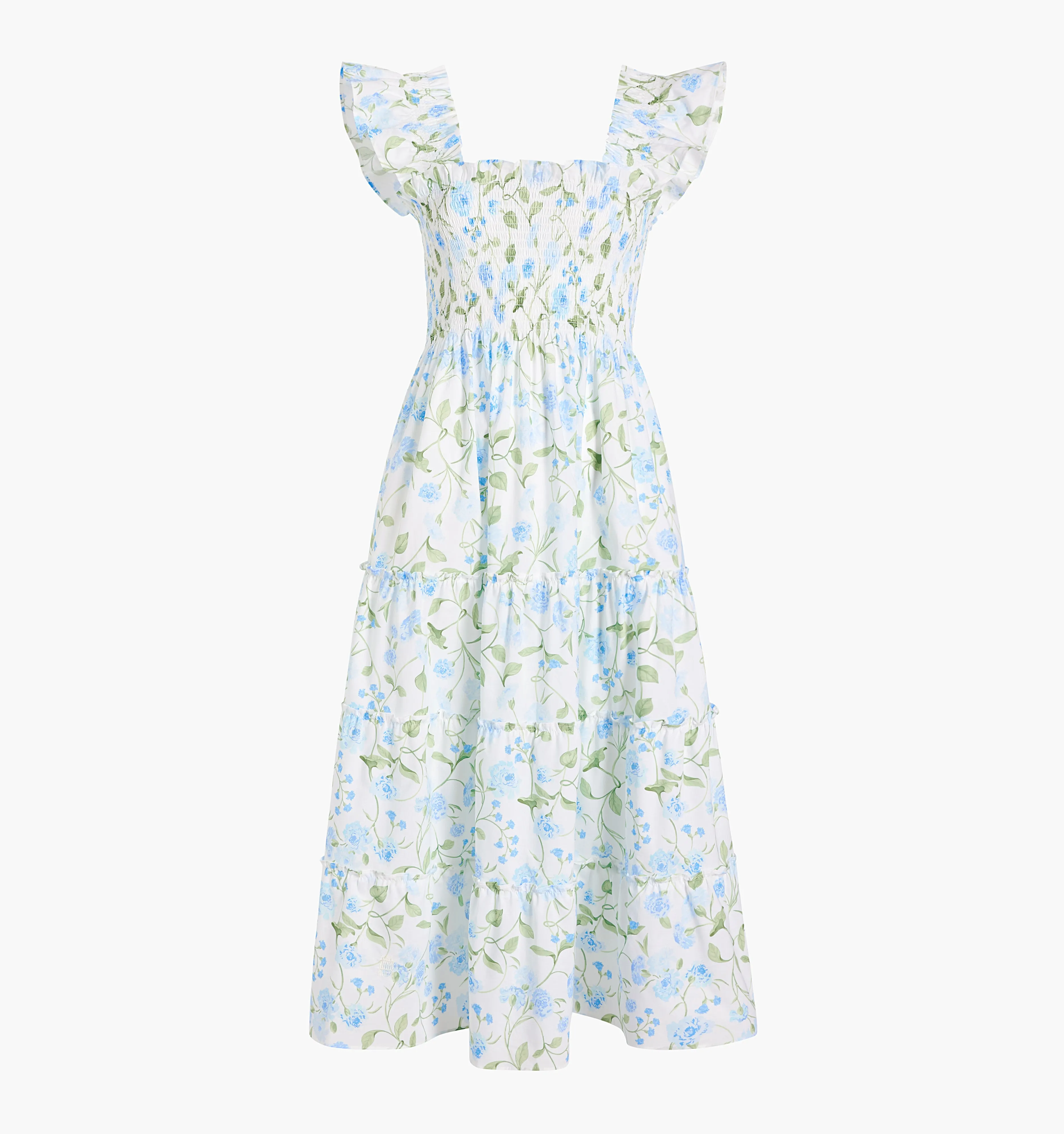 The Maternity Ellie Nap Dress - Blue Peony Bouquet Cotton