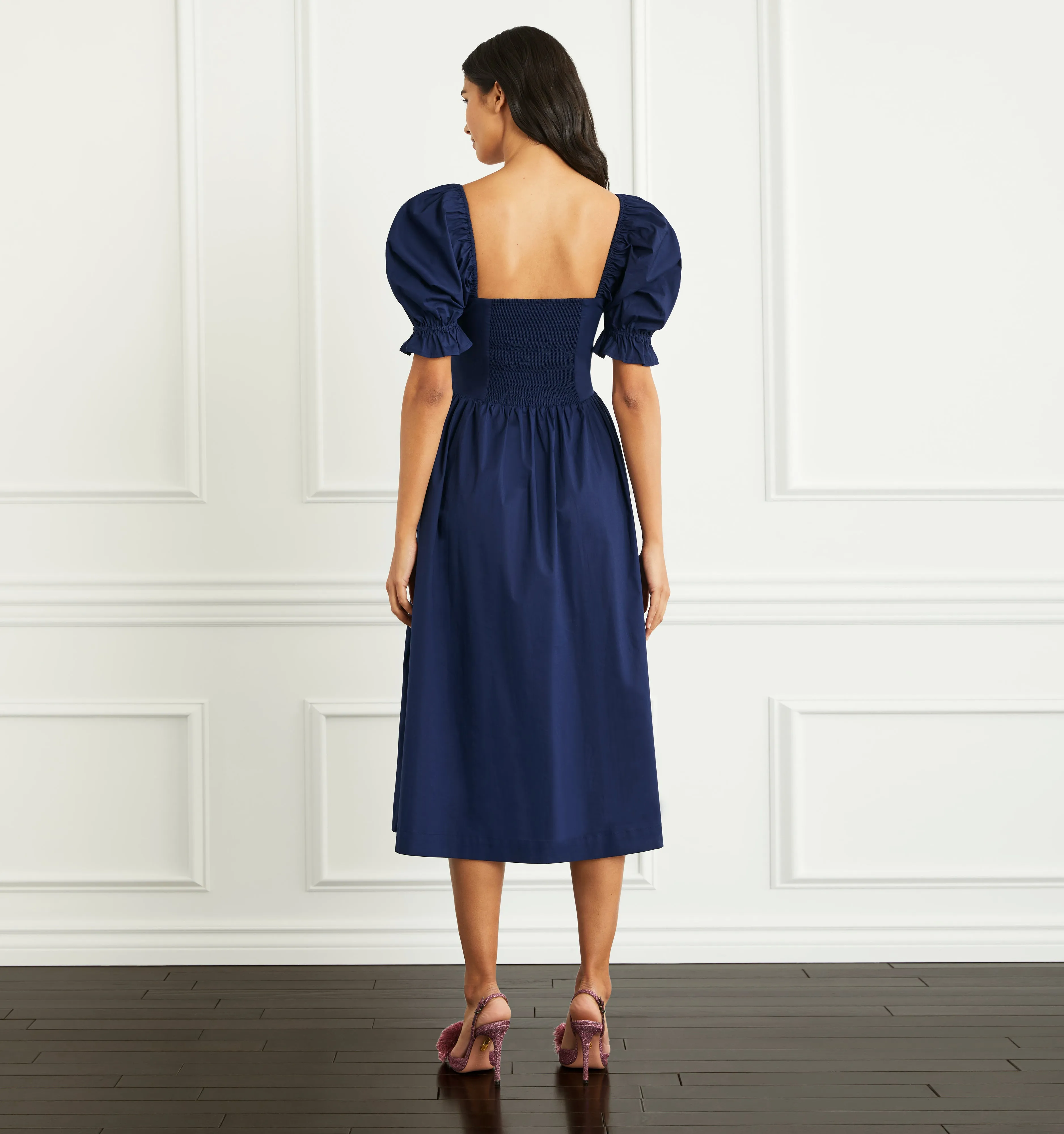 The Ophelia Dress - Navy Poplin