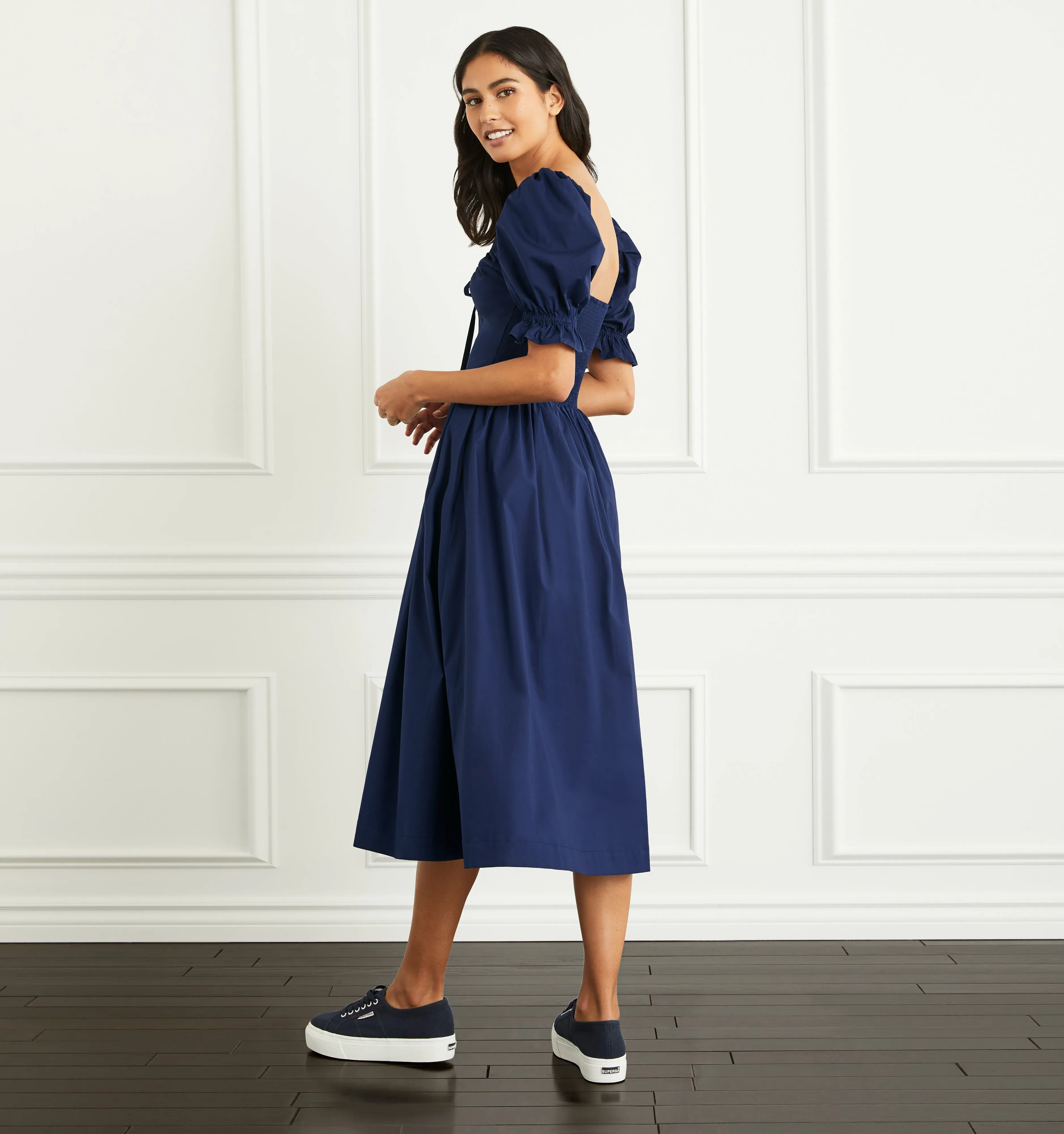 The Ophelia Dress - Navy Poplin