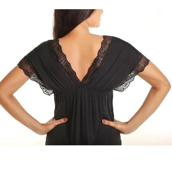 V-neckline Under Bust Elastic Long Nighty