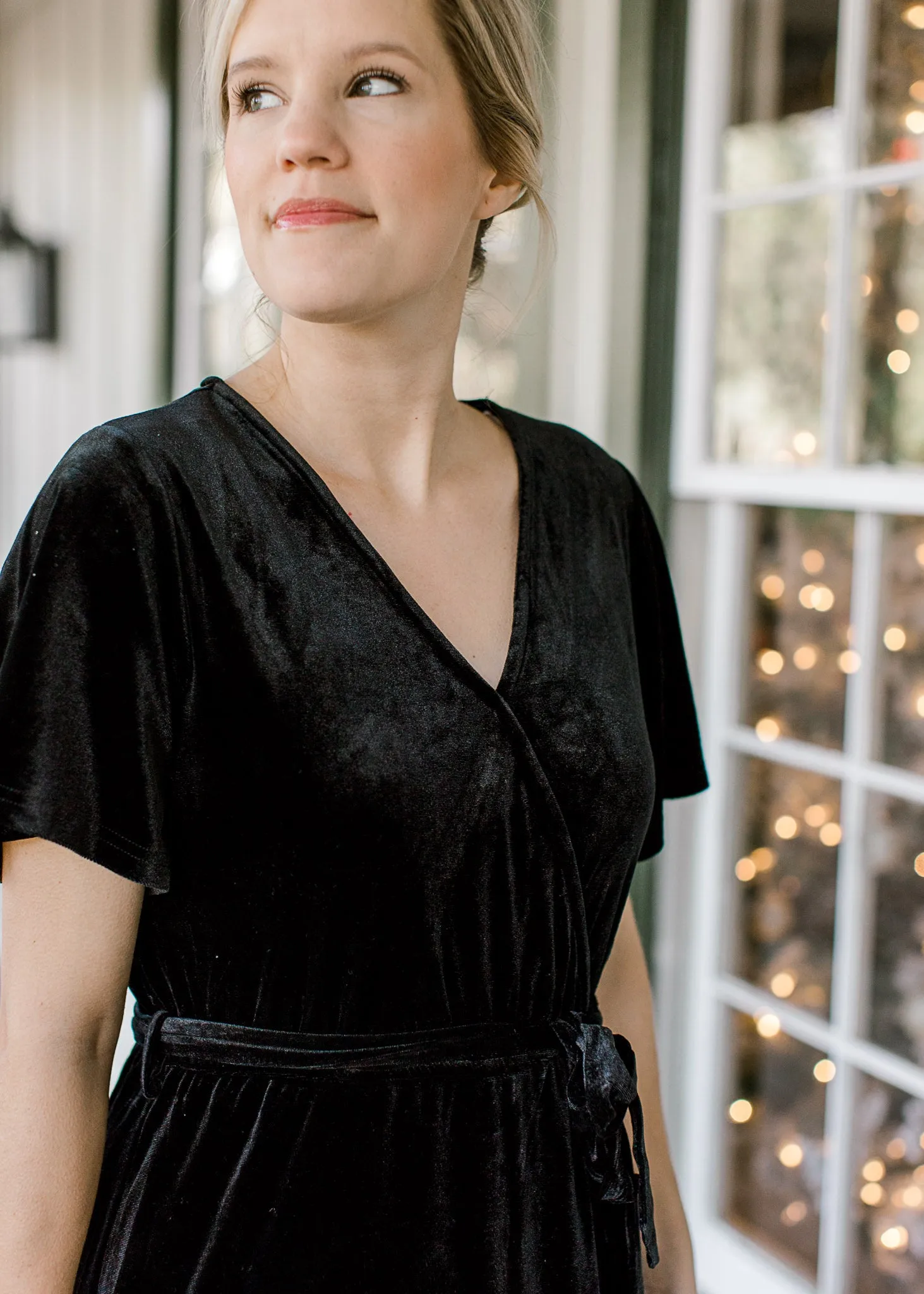 X Elegance Black Velvet Wrap Dress